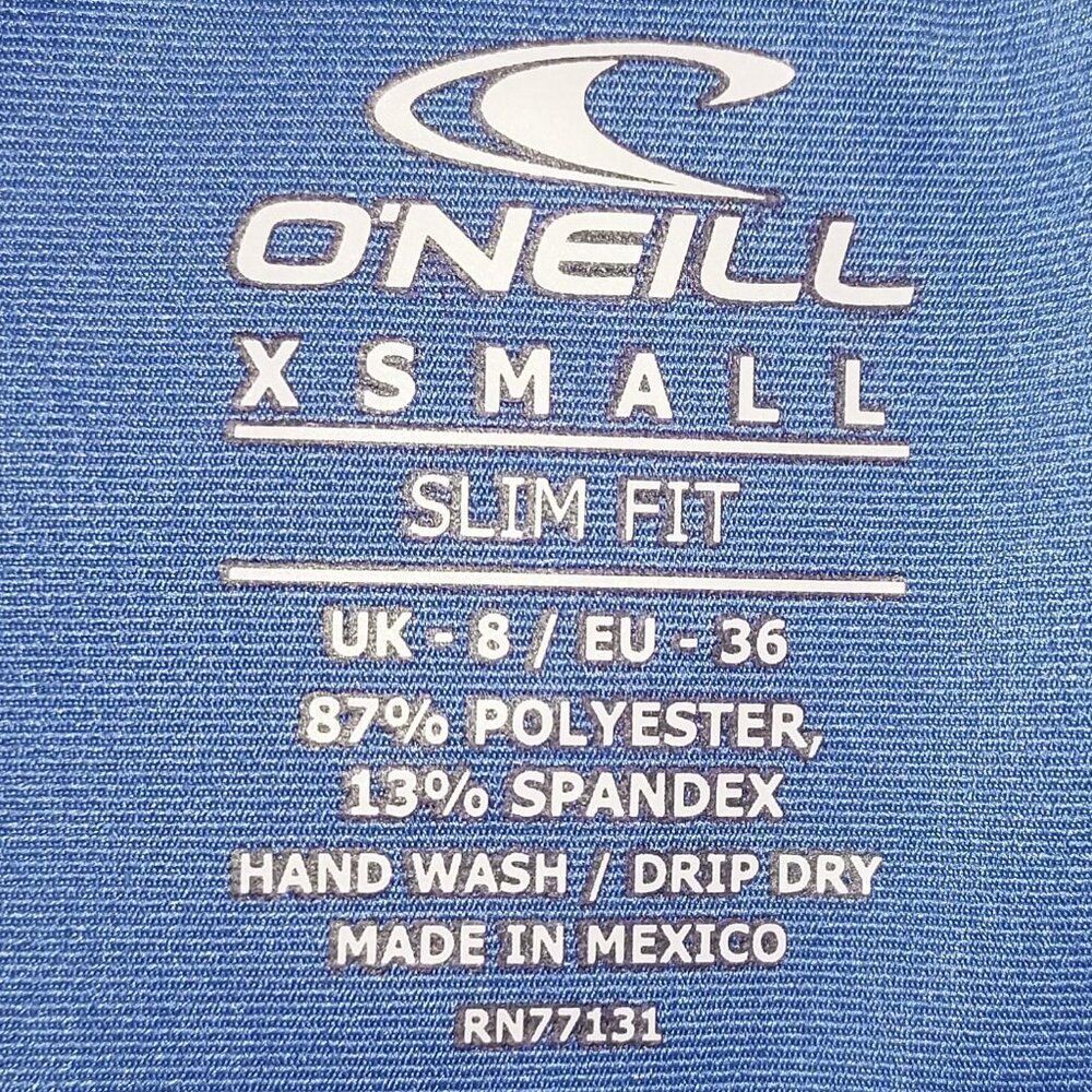 O'Neill Women's Basic Skins UPF 50+ Long Sleeve Rash Guard Blue XSmall NWOT - Picture 7 of 7